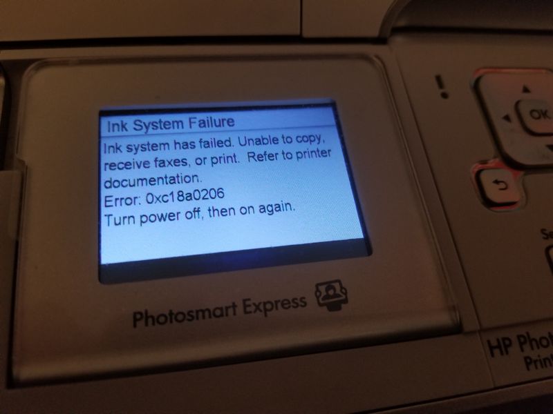 ارور Ink System Failure پرینتر اچ پی